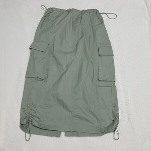 Green Cargo Skirt with Drawstring Hem